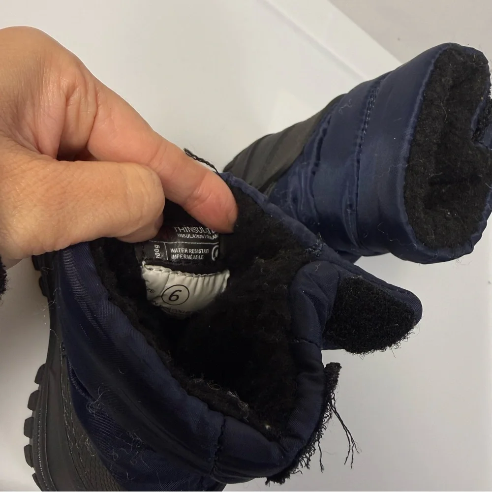 London Fog Jett Waterproof Kids Blue Black‎ Snow Boots sz 6C Winter Outdoor